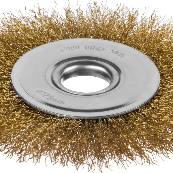 Корщётка на УШМ D-125ммх22мм дисковая/витая стальная латунированная проволока 0,3мм/MIRAX/35141-125