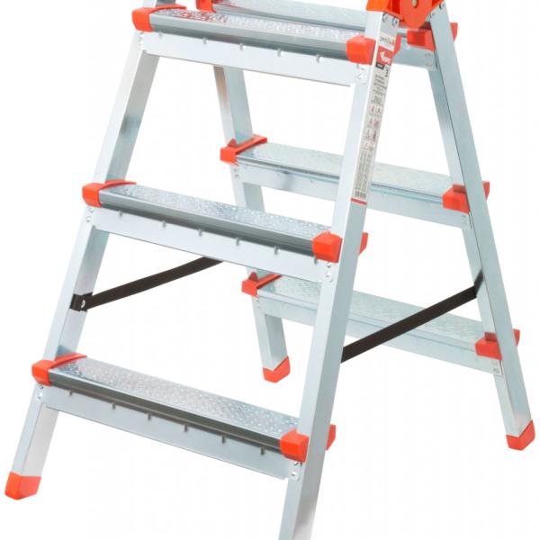 Лестница-стремянка стальная двухсторонняя 3 ступени Н=67,5см вес 4кг 65392