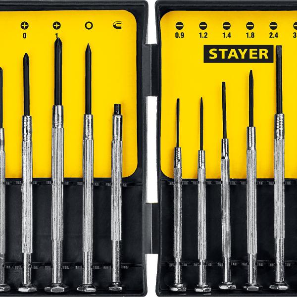 Отвертки часовые для особоточных работ 11 предметов, STAYER 2560-H11