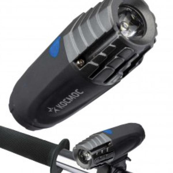 Фонарь велосипед. KOC402B 1xR03(ААА) 1св/д 1W,90lm,90м,линза,ABS,чёрный,крепление,IP54,Космос 830536